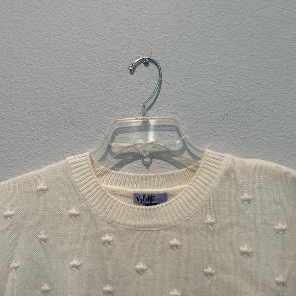 Vylette Cream Ivory Crewneck Bobble Knit Cropped Sweater Soft Size Juniors XL - Picture 4 of 7